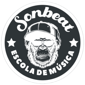 Son beat escola de música logo negativo negro